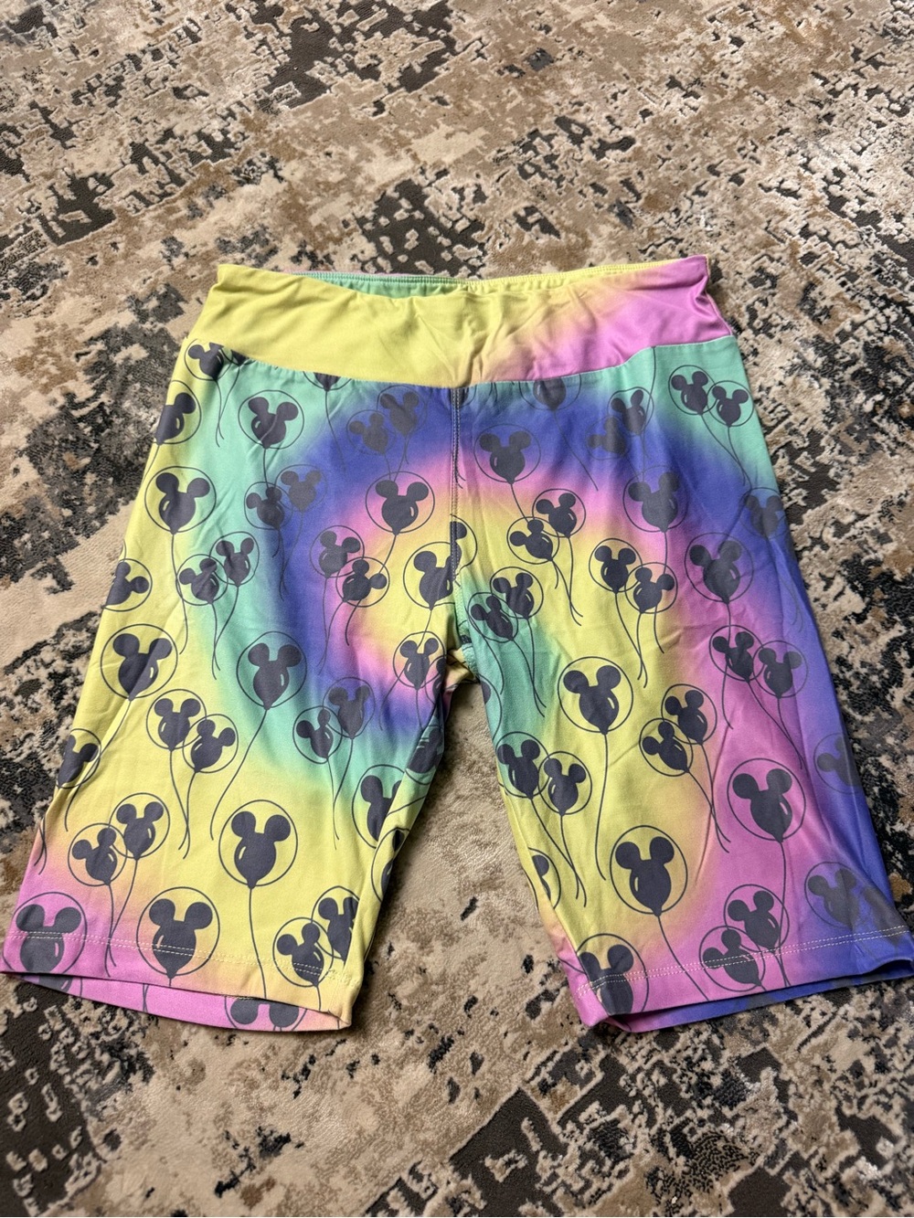 Disney Multicolor Rainbow Mickey Balloon Bike Shorts